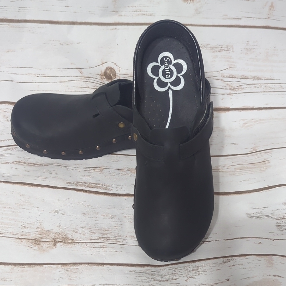 Sanita Black Studded Clogs - Picture 2 of 10